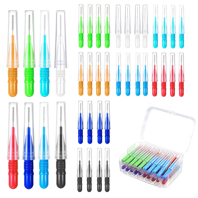 Pack of 40 Interdental Brushes Interdental Brushes Toothbrush Interdental Space Cleaner Reusable, Suitable for Cleaning Between (Includes Storage Box) - NewNest Australia