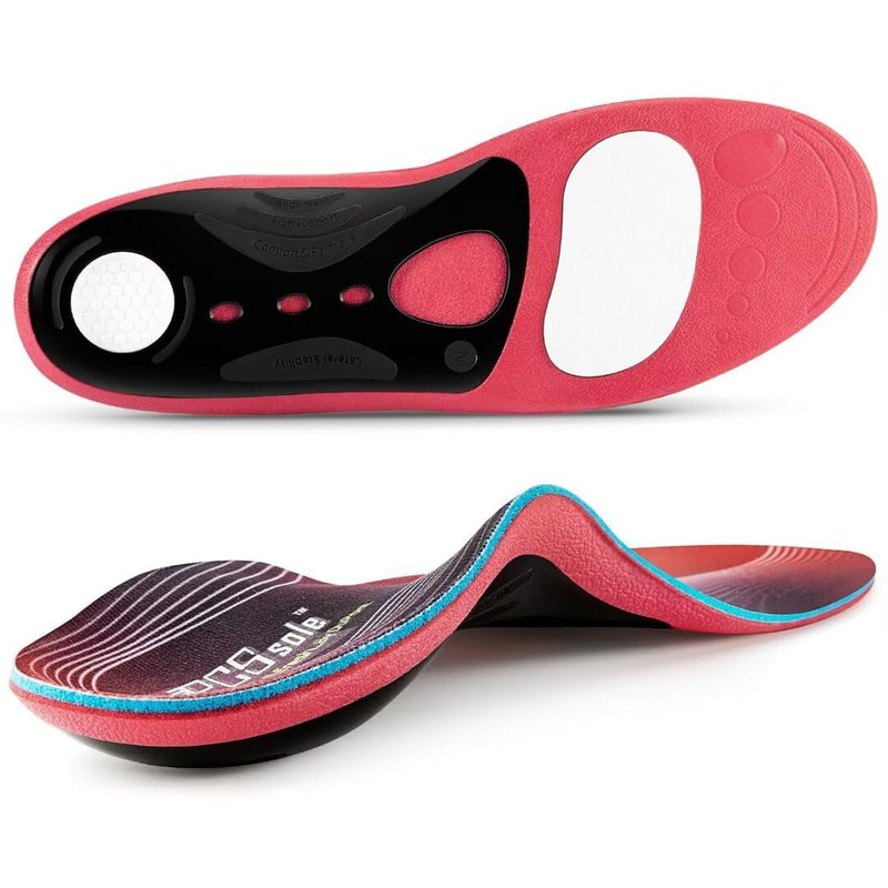 PCSsole Orthopedic Insoles High Arch Support Shoe Insoles, Flat Foot Insoles Shoes Insoles Work Shoes for Flat Feet, Plantar Fasciitis, Foot Pain Red, M:Men(8-9.5)28cm M:men(8.5-10)28cm - NewNest Australia