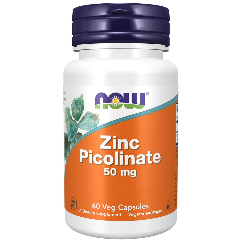 Now Foods, Zinc Picolinate, 50mg, high dose, 1 capsule every 2 days, 60 vegan capsules, laboratory tested, gluten-free, soy-free, non-GMO, vegetarian - NewNest Australia