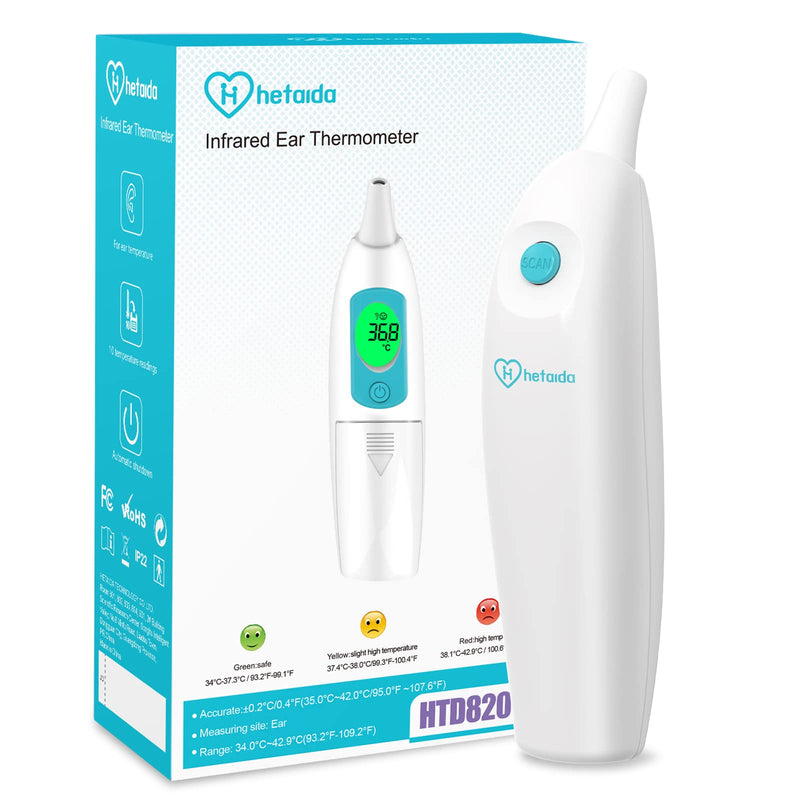 Fever Thermometer Ear For Baby Adults, Ear Thermometer Children Infrared Thermometer Fever With Accurate And Instant Reading, Fever Alarm, 10 Memory Functions, Lcd Display - NewNest Australia