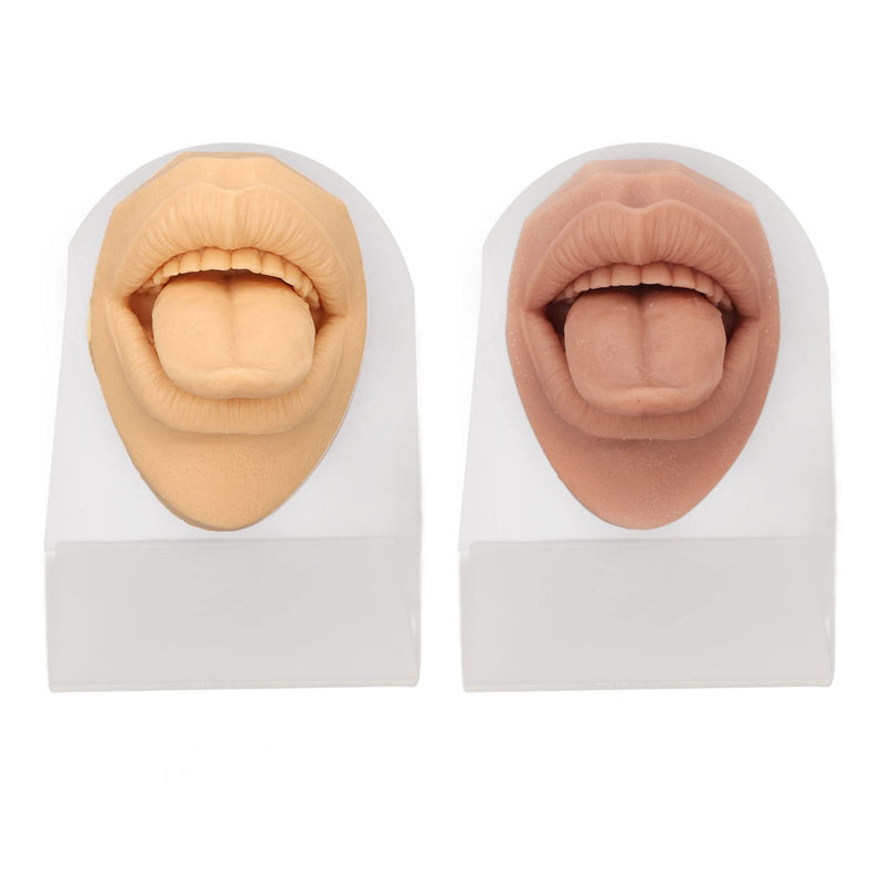 Pack Of 2 Silicone Mouth Tongue Model, 3D Simulated Piercing Model With Stand, Flexible False Mouth Model With Tongue For Piercing Practice Educational Display - NewNest Australia