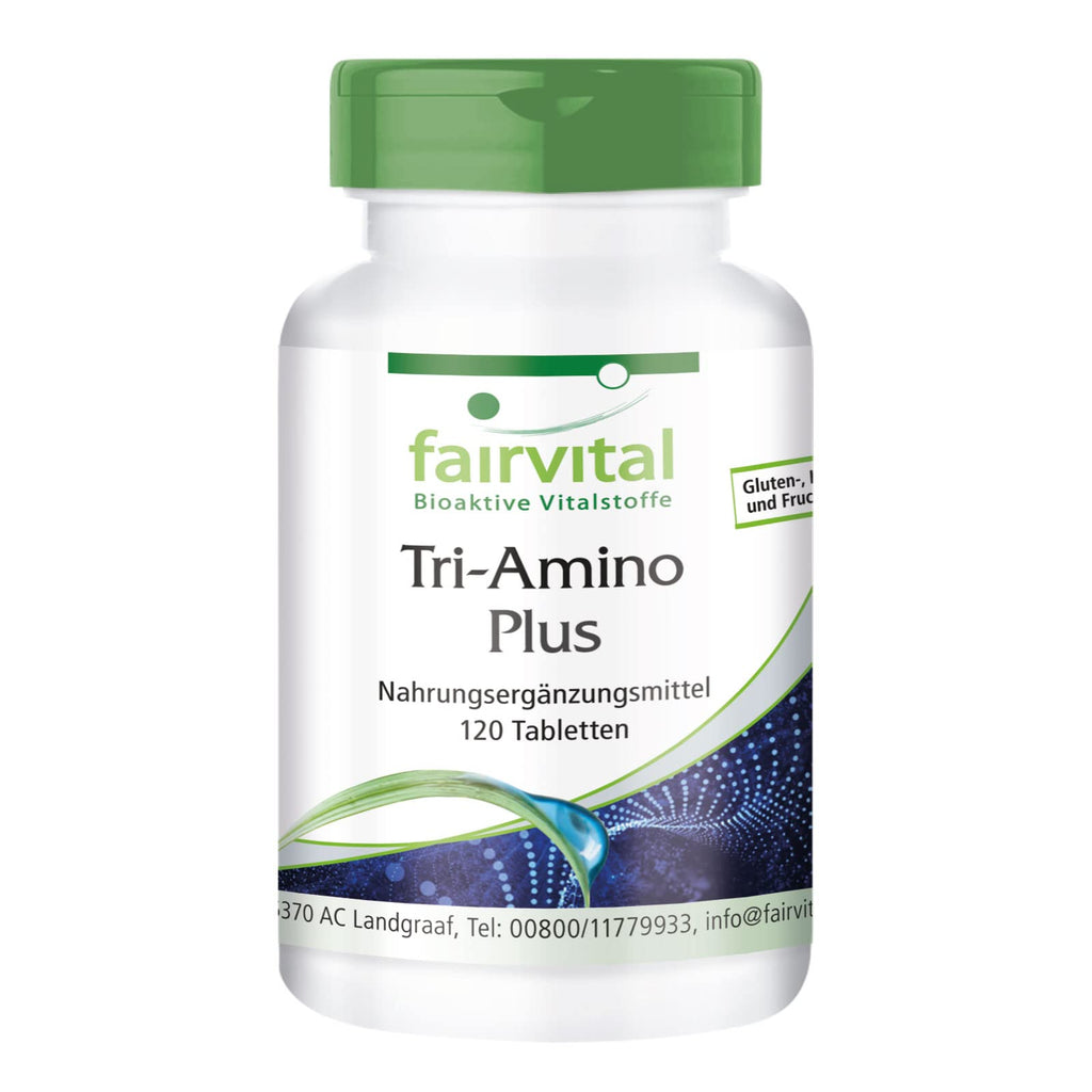 Fairvital Tri-Amino Plus - 120 Tablets - Vegan Amino Acids Complex With Minerals - With L-Arginine, L-Ornithine, L-Lysine, Calcium And Magnesium - Made In Germany - NewNest Australia