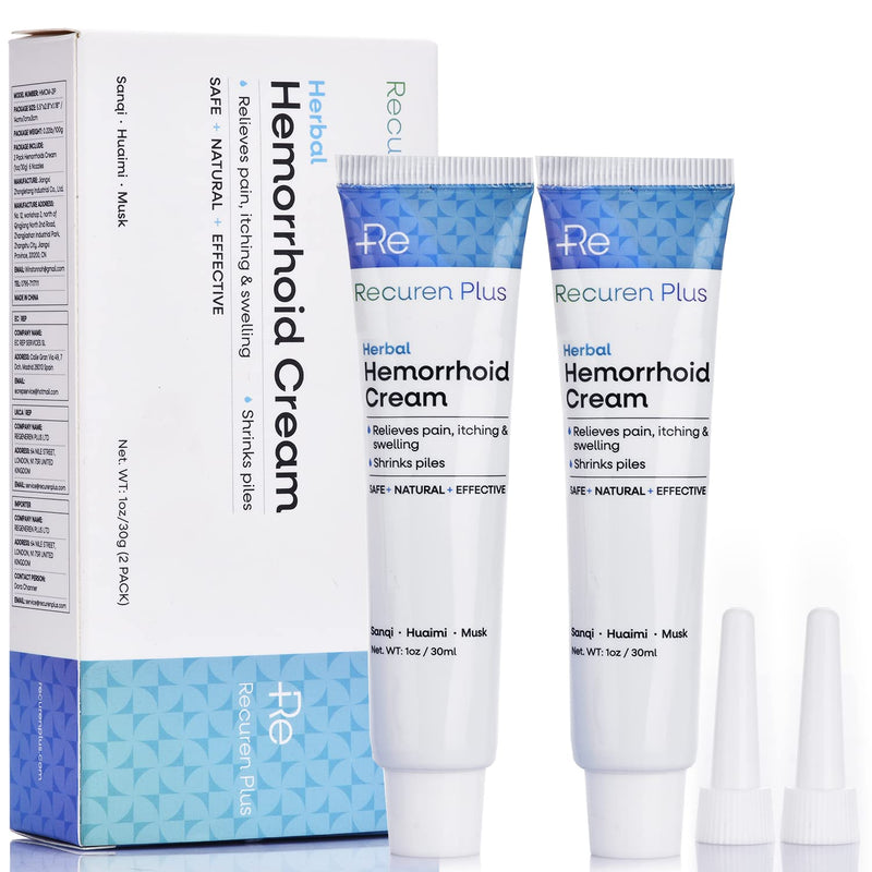 Hemorrhoid Cream, Hemorrhoid Ointment, Natural Hemorrhoid Cream, Piles Cream, Treatment Of Poops, Soothes Burning, Itching And Discomfort, Shrinks Poops, 6 Nozzles, 1 Oz X 2 Pack - NewNest Australia