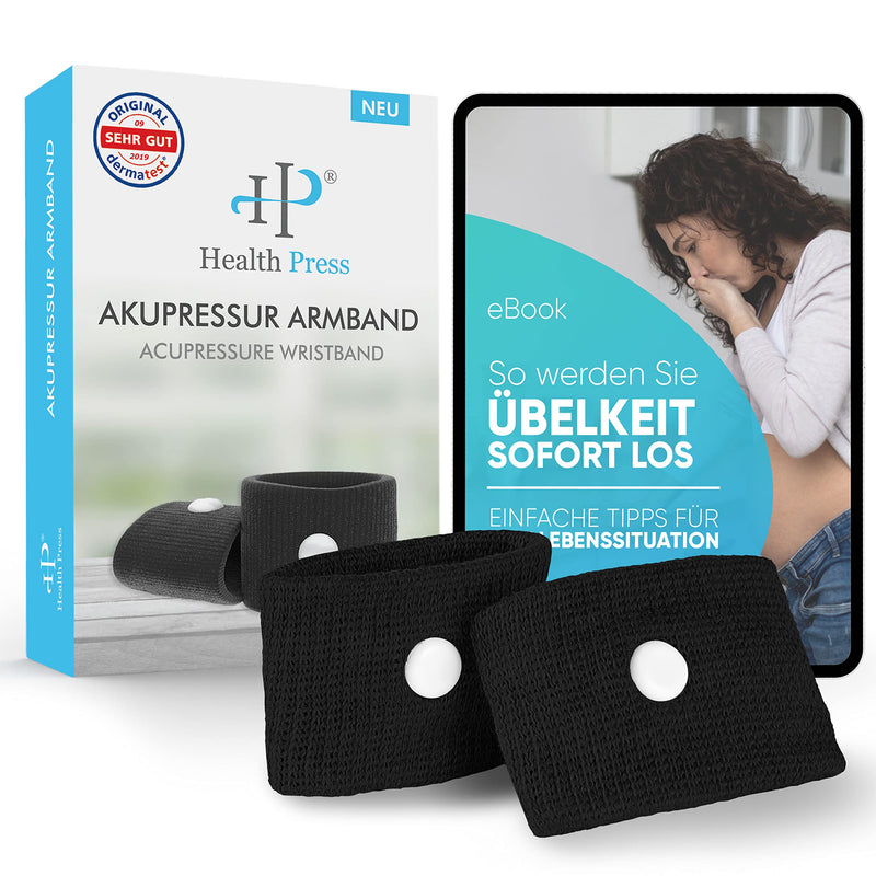 Acupressure Anti-Nausea Bracelet Black - Ideal For Pregnancy Nausea Sickness, Sea Sickness, Travel Nausea + Now With Free E-Book To Download: Get Rid Of Nausea Immediately! - NewNest Australia