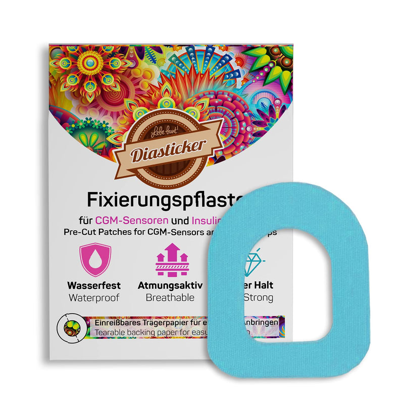 Diasticker Omnipod Fixation Plasters (Pack Of 10, Light Blue) | Waterproof, Breathable, Strong Hold, Pod Fixation, Patch, Fixation, Tape, Overpatch, Plaster - NewNest Australia
