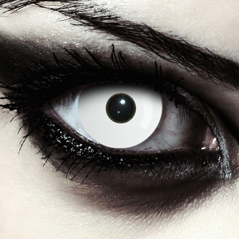 DESIGNLENSES, colored daily contact lenses, completely white, without prescription for Halloween costume as a zombie, carnival, fancy dress & anime cosplay - 2 pieces (1 pair) white eye lenses - NewNest Australia