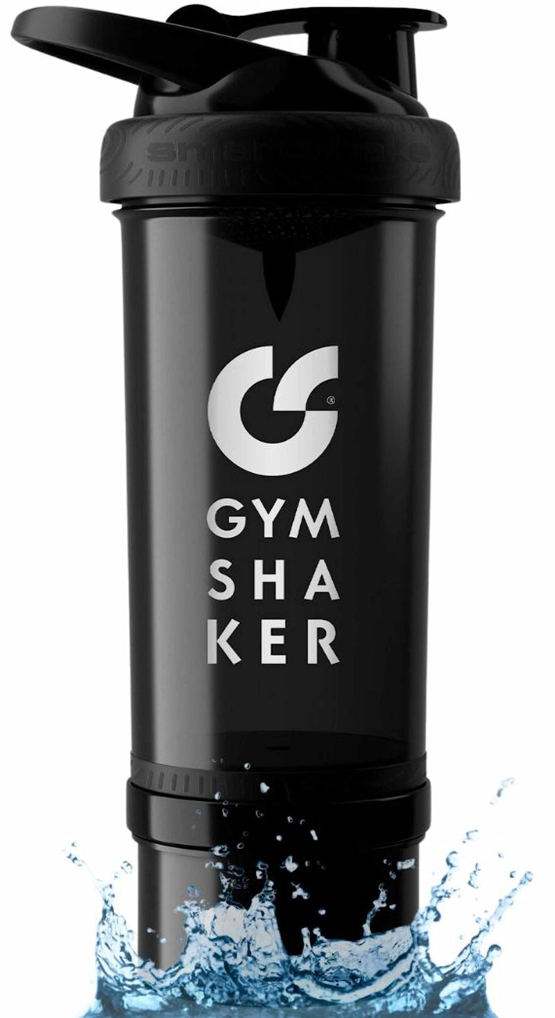 Gym Shaker with Powder Compartment 600 + 150 ml - Premium Protein Shaker with Honeycomb Structure Strainer for Creamy Shakes - Leak-proof & BPA Free - Black - NewNest Australia