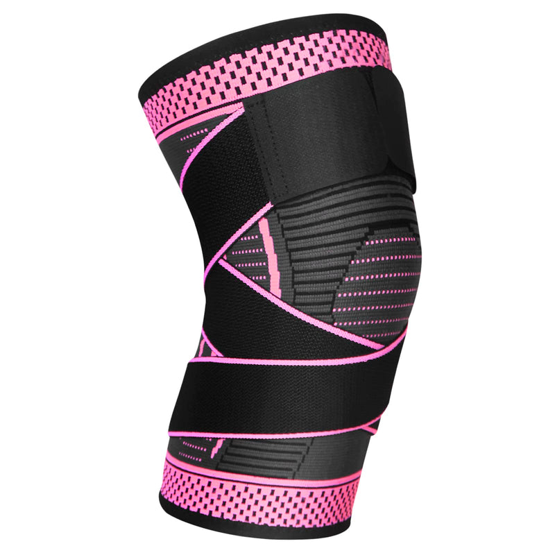 Ruilala Knee Support 1 Piece Knee Support With Adjustable Velcro Bandage Compression Knee Brace For Men Women For Arthritis Acl Meniscus Tear Sports Fitness Weightlifting Jogging (Rose Red, Xxl) - NewNest Australia