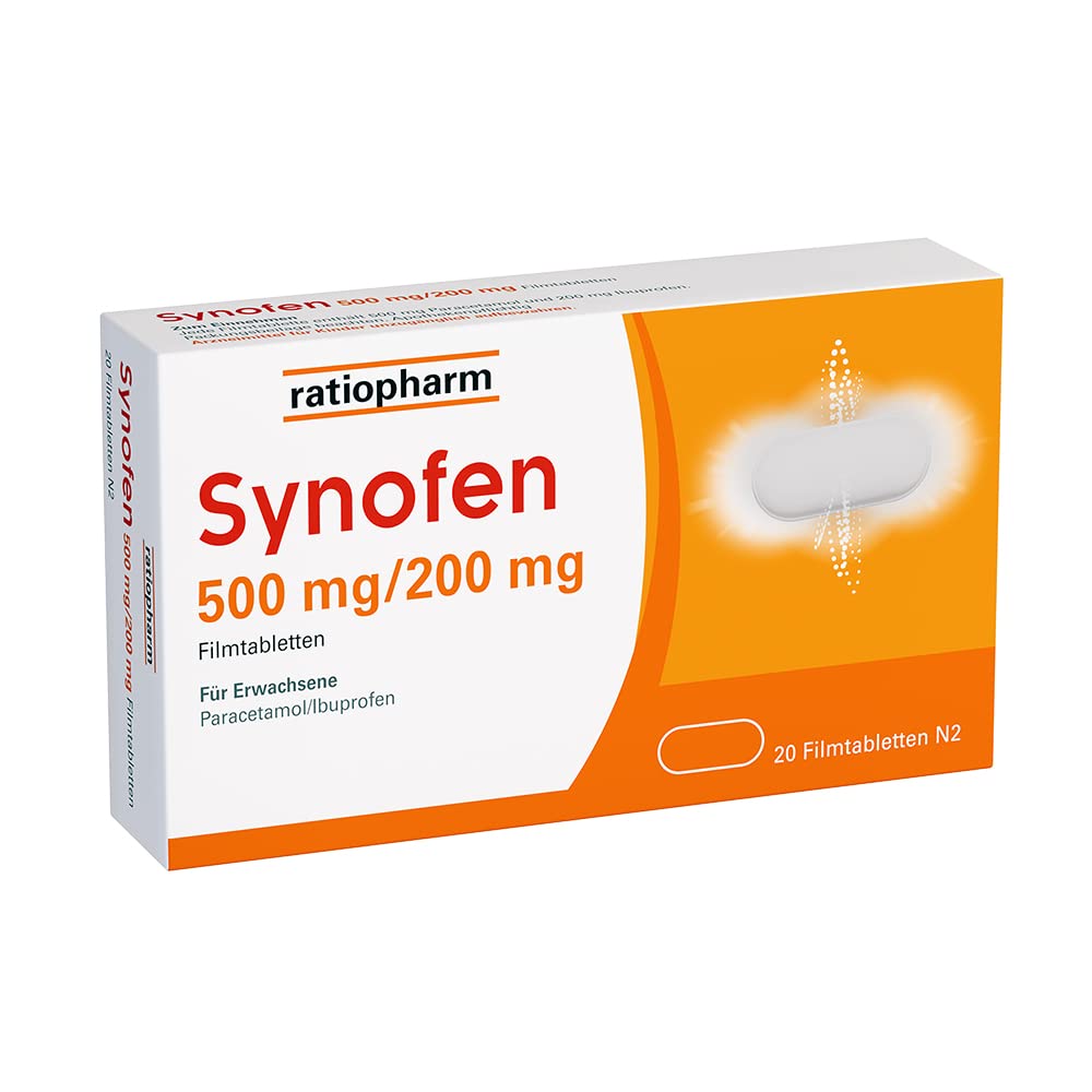 Synofen from ratiopharm: fast, strong and well tolerated against pain - with the active ingredient combination of paracetamol and ibuprofen, 20 film-coated tablets (20) - NewNest Australia