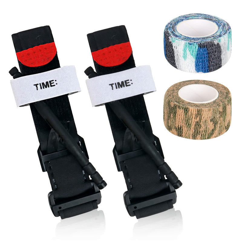 Tourniquet Tactical Equipment Emergency Outdoor 2 Pieces Tourniquet Tactical Tourniquet Fight Application For Blood Loss Control And 2 Pieces Elastic Wrap Tape Army Tape - NewNest Australia