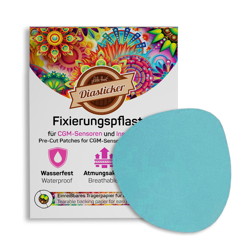 Diasticker Overpatch Xl Fixation Plasters 8.5 Cm (Pack Of 10, Light Blue) - Freestyle Libre 2, Dexcom G6, Guardian, Catheter, Waterproof, Breathable, Strong Hold, Patch, Fixation, Tape, Plaster - NewNest Australia