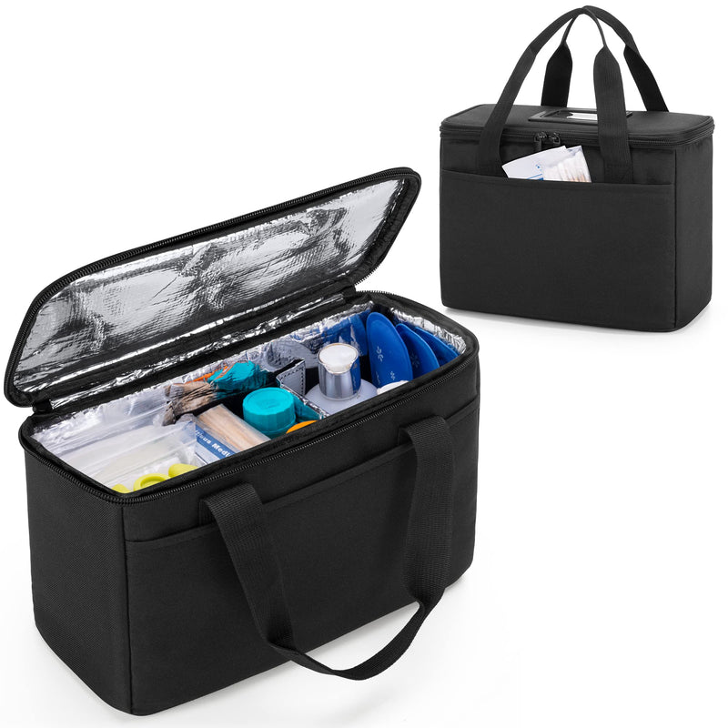 Trunab Insulated Small Medical Bag With Adjustable Dividers, Water Resistant Cooler Bag For Storage Of Travel Medicine For Home, Travel, Camping, Black - Patented Design - NewNest Australia