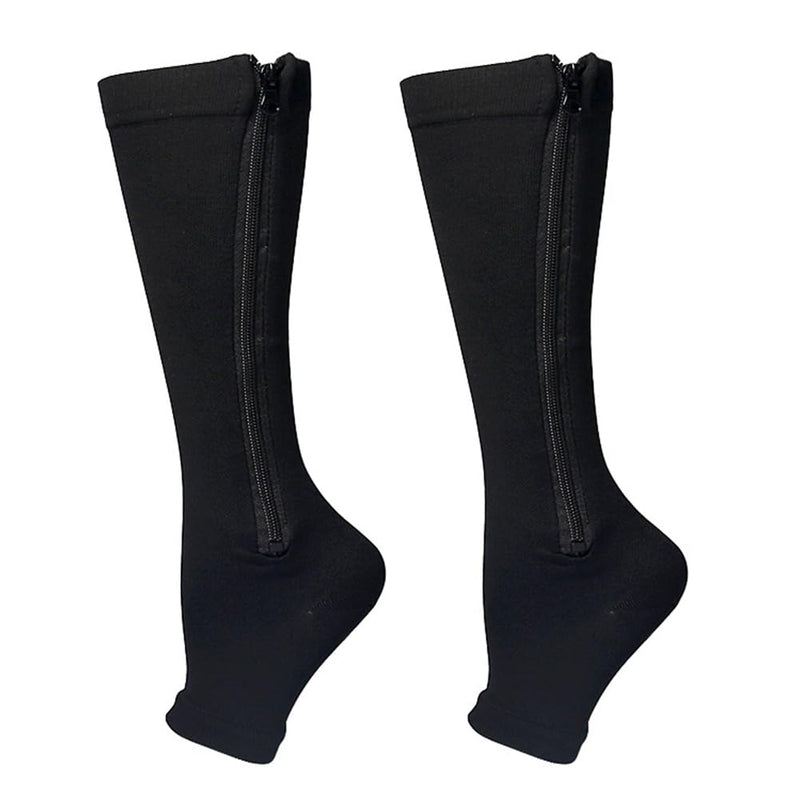 Cheeroyal Compression Socks With Zip, Knee High 15-20 Mmhg Compression Socks For Men And Women, Open Toe Support Socks For Varicose Veins, Edema, Recovery, Pregnant Women - NewNest Australia