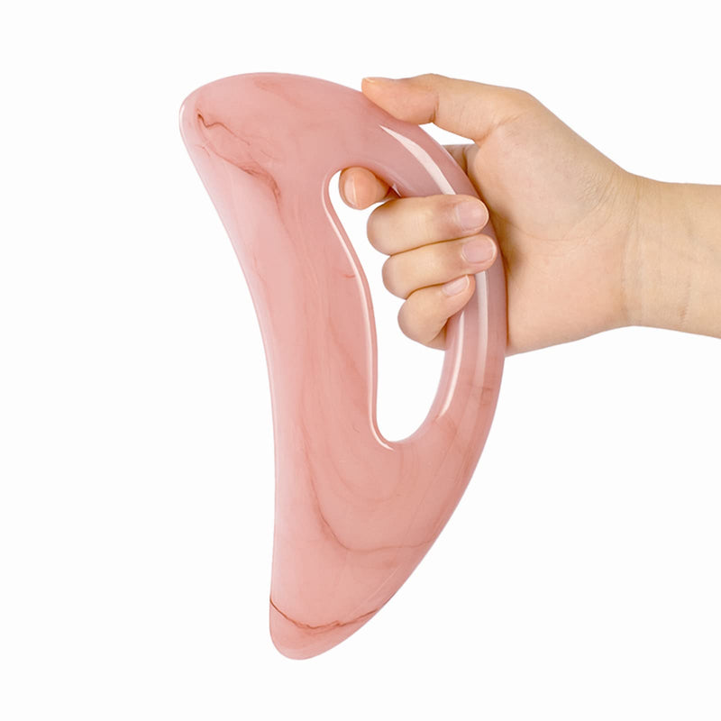 Gua Sha Massager with Handle Gua Sha Stone Facial Treatment Tool for Spa Acupuncture Therapy on Face, Back Full Body Massage (Pink) - NewNest Australia