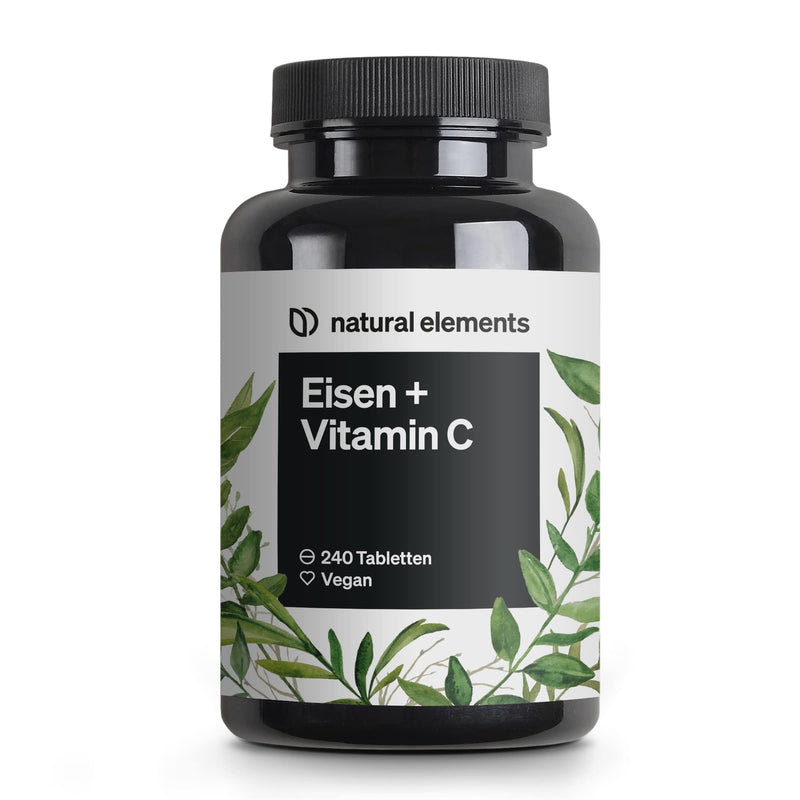Iron with 40mg natural vitamin C - 240 vegan iron tablets - made from acerola - well-tolerated chelate complex (iron bisglycinate) - high dosage, without unnecessary additives - NewNest Australia