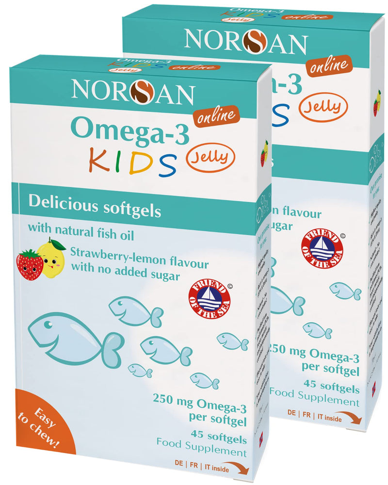 Norsan Omega 3 Kids Jelly 45 High Dose Pack Of 2 (2 X 45 Jellys) / Omega 3 For Children 1,000 Mg Per Serving / High-Quality Omega 3 Oil With Epa & Dha/Daily Dose 4 Capsules Premium Omega 3 - NewNest Australia