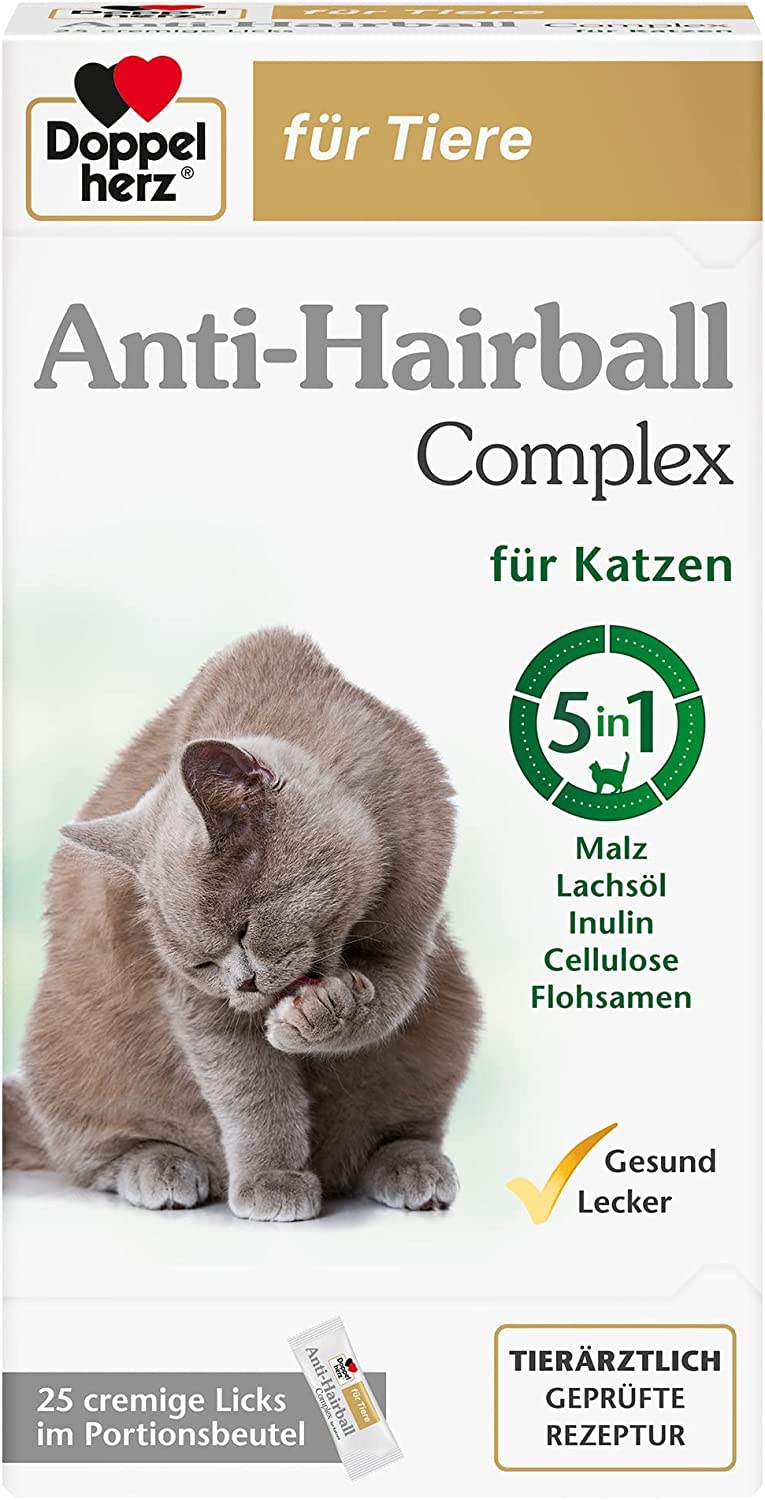 Doppelherz Anti-Hairball Complex for cats - With valuable fibers and oils to support digestion with hairballs - 25 creamy licks - PawsPlanet Australia