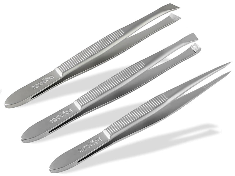 Solingen Professional Tweezers Set Hair Plucking Tweezers 3-Piece Pointed Straight Slanting Precise Made In Germany Solinger Eyebrow Tweezers Made Of Stainless Steel - NewNest Australia