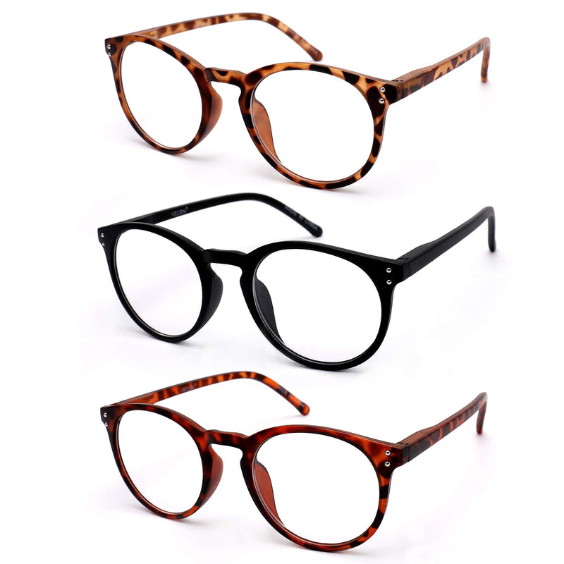 Vecien reading glasses 3 pieces spring hinge glasses matte finish for one, crystal lenses give you ultra-clear vision, spring hinges pattern design for men and women 3 colors mixing 2.0 diopters - NewNest Australia