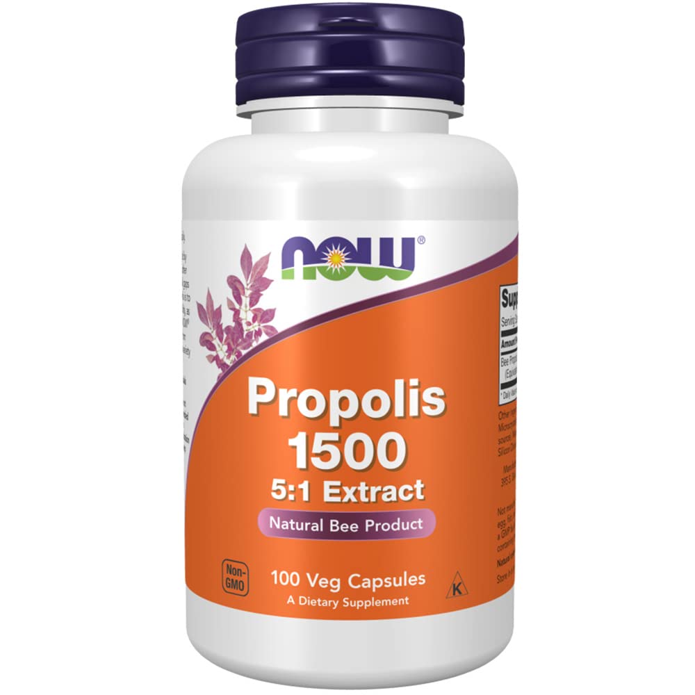 Now Foods, Propolis 1500 (5:1 extract), bee propolis, 100 capsules, laboratory tested, soy-free, gluten-free, non-GMO - NewNest Australia