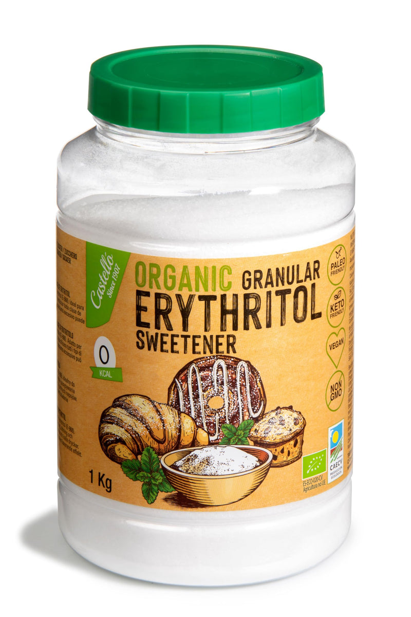 Natural Erythritol Bio Organic | 10G = 7G Sugar | Sugar Substitute - Keto And Paleo - 0 Glycemic Index - Calorie Free - 0 Net Carbs - No Gmo - Castello Since 1907-1 Kg - NewNest Australia