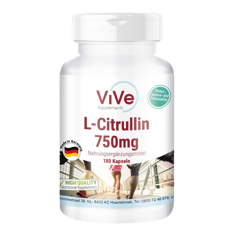 L-Citrulline 750 mg - 180 capsules for 1 month - amino acid - high dosage and vegan | Quality from Germany from ViVe Supplements - NewNest Australia