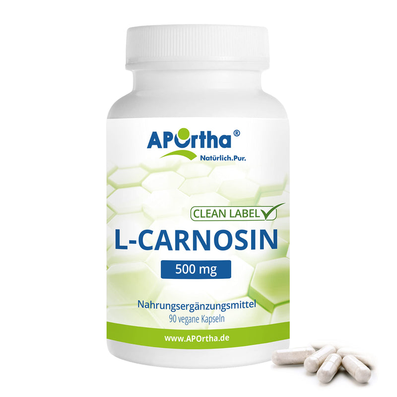 Aportha L-Carnosine 500 Mg Capsules, 90 Vegan Capsules, 100% Pure L-Carnosine Without Additives, 500 Mg L-Carnosine Per Capsule, 90 Capsules For 3 Months, Vegan, Gluten-Free, Lactose-Free, - NewNest Australia