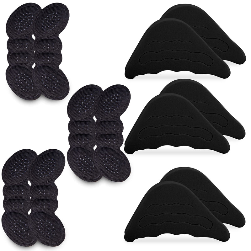 SULPO insoles for shoes that are too big set - 3 pairs of heel pads 3 pairs of toe fillers - shoe reduction - heel holder, toe protector - heel pad, heel shoe pad, shoe filler black - NewNest Australia