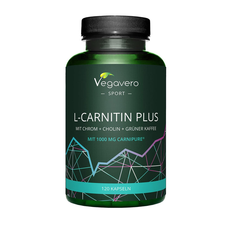 L-Carnitine Complex Vegavero | Pre Workout Booster | Vegan | Carnipure With Choline, B Vitamins, Green Coffee & Chrome | For Energy & Fat Metabolism | No Additives | 120 Capsules - NewNest Australia