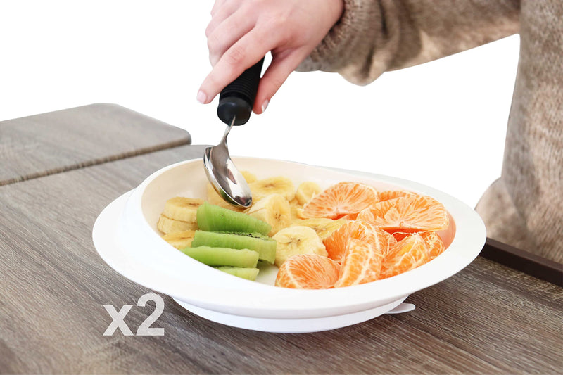 Kmina - Plate With High Rim For Disabled People (X2 Pieces), Bpa-Free Plate With Suction Cup For Adults, Non-Slip Plate With Food Aid, Plate With Rim Raising, Plate With Suction Cup For Older People - NewNest Australia