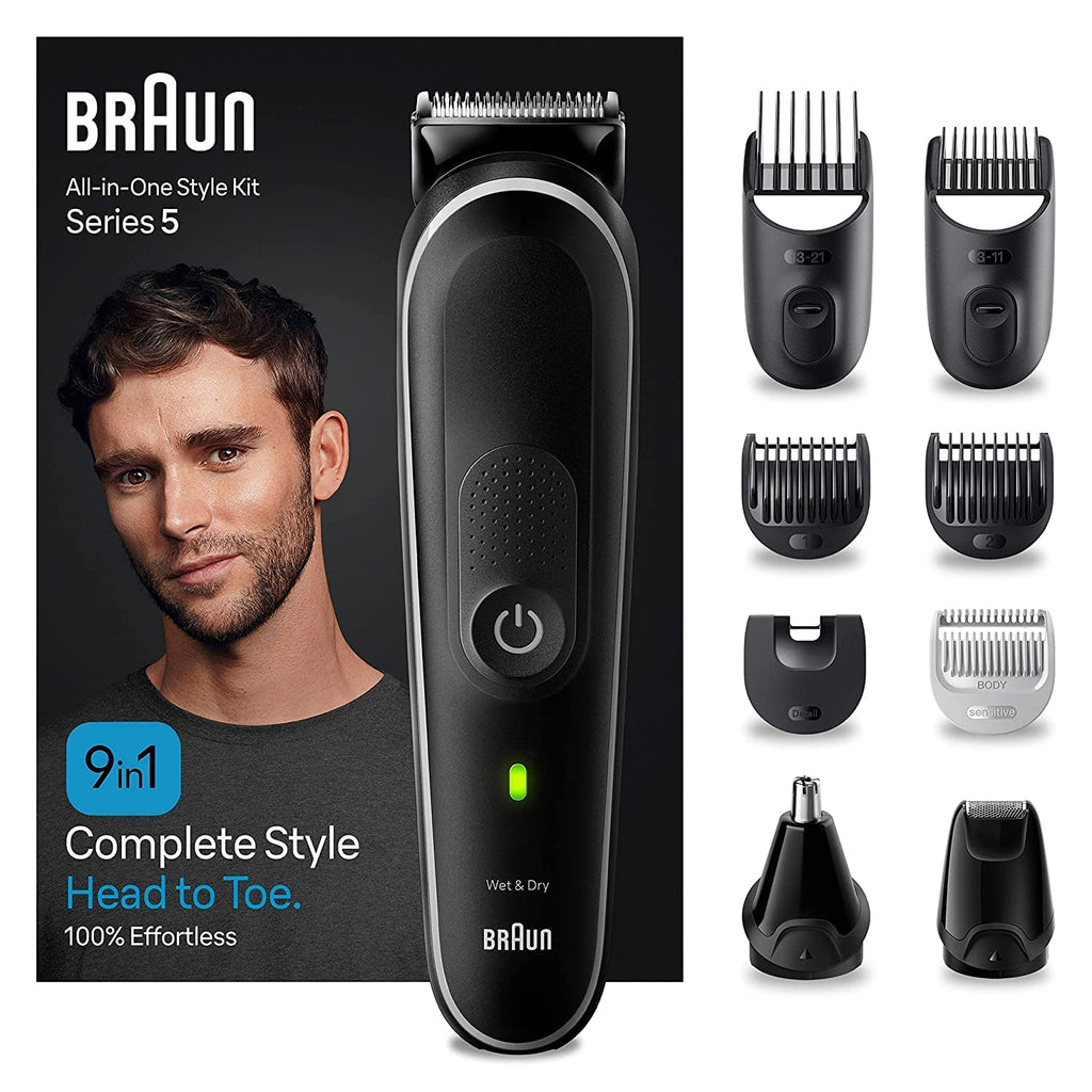 Braun All-In-One Beard Care Body Groomer Set, Beard Trimmer, Trimmer/Hair Clipper Men, Hair Clipper, Rechargeable, 100 Min. Cordless Running Time, Valentine's Day Gift for Him, MGK5410 - NewNest Australia