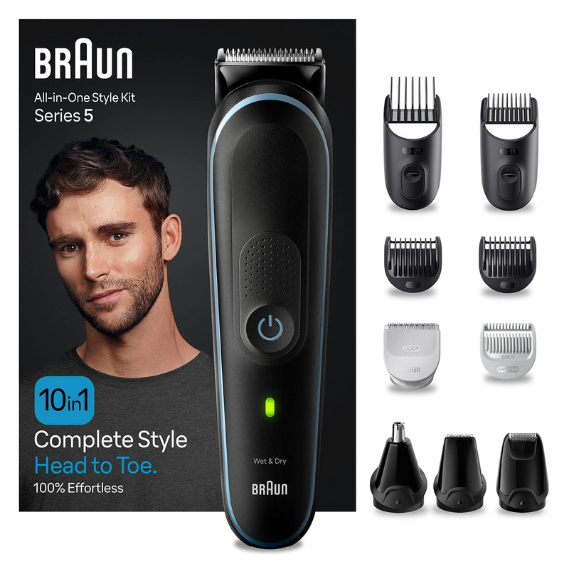Braun All-In-One Beard Care Body Groomer Set, Beard Trimmer, Trimmer/Hair Clipper Men, Hair Clipper, Waterproof, Rechargeable, 100 Min. Cordless Running Time, Gift for Husband, MGK5445 NEW - MGK5445 - NewNest Australia