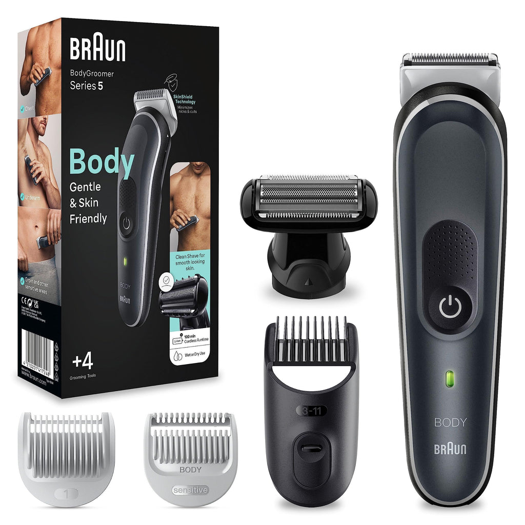 Braun Series 5 body groomer/intimate razor for men, body care and hair removal for men, chest, armpits, comb attachments 1 - 11 mm, close shave attachment, Valentine's Day gift for him, BG5360 - NewNest Australia