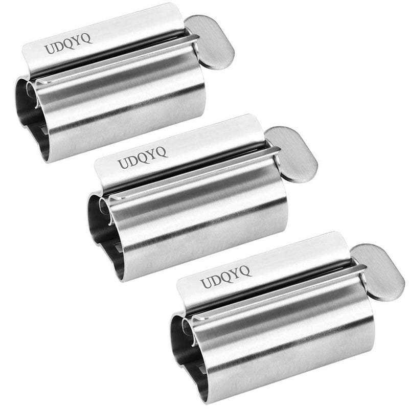 Udqyq Tube Squeezer Tube Press, Pack Of 3 Toothpaste Squeezer Stainless Steel Save Toothpaste Total Squeeze Out Empty Tubes Stainless Steel Toothpaste Seat Holder With Stand Function (Silver) - NewNest Australia