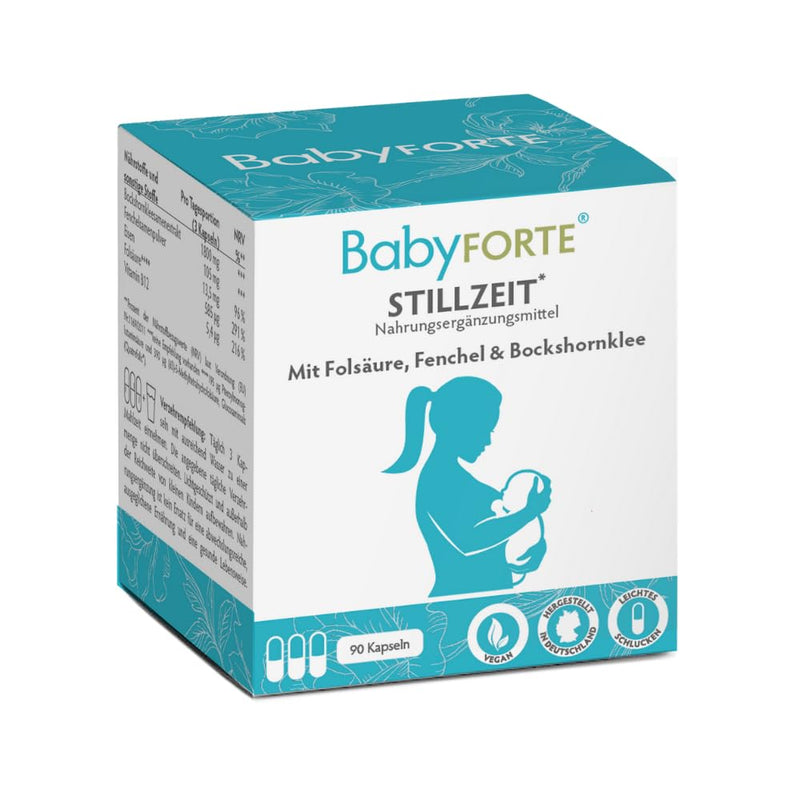 BabyFORTE® breastfeeding 90 vegan capsules - fenugreek 10:1, fennel, Quatrefolic®, combine with breastfeeding vitamins 90 pieces (pack of 1) - NewNest Australia