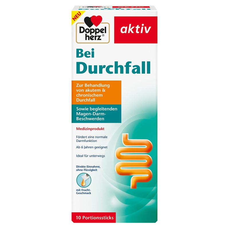 Doppelherz For Diarrhea - Medical product for the treatment of acute and chronic diarrhea as well as accompanying gastrointestinal complaints - 10 portion sticks - NewNest Australia