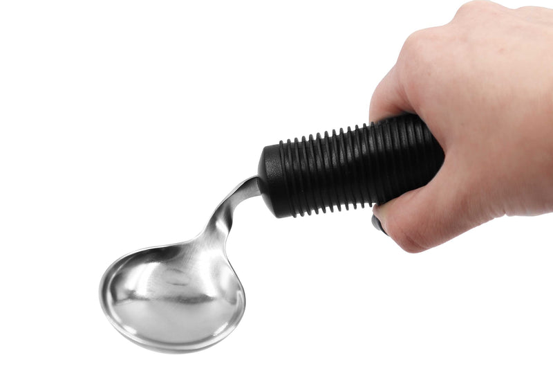 Kmina - Curved Spoon Seniors, Flexible Spoon For Disabled, Curved Cutlery For Seniors With Thick Handle, Ergonomic Cutlery For The Elderly, Curved Spoon For Adults - NewNest Australia