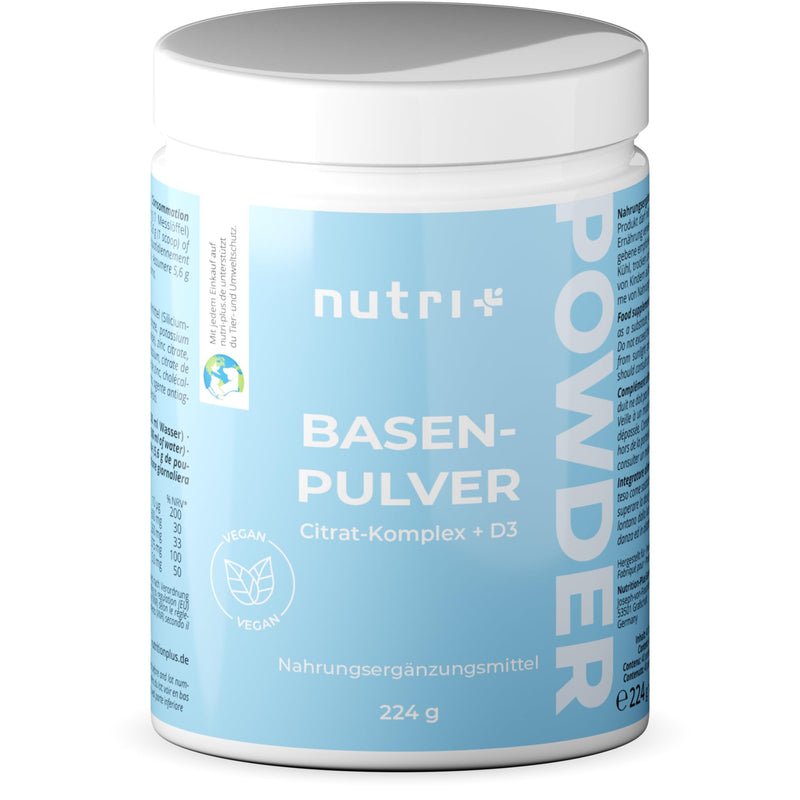 Base powder to take based on citrate - vegan, high-dose, lactose-free - with vitamin D3, zinc and potassium - 224 g acid base powder without sugar, sodium and additives - NewNest Australia