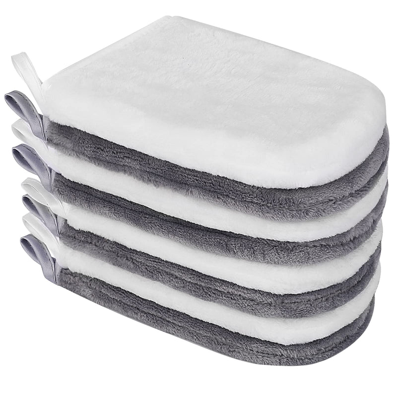 PHOGARY 8 Pcs Microfiber Wash Mitts Flannel Soft Wash Mitt Bath Spa Cloth Reusable Makeup Remover Gloves European Style Wash Cloth 15x21cm (White and Gray) - NewNest Australia