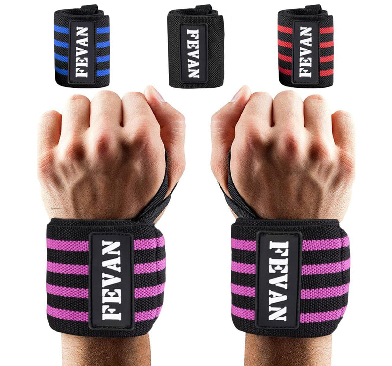 FEVAN 2 Pack Adjustable Wrist Support Crossfit Unisex Wrist Support Carpal Tunnel Sports Wrist Support Fitness Weights and Gym (Pink/Black) - NewNest Australia