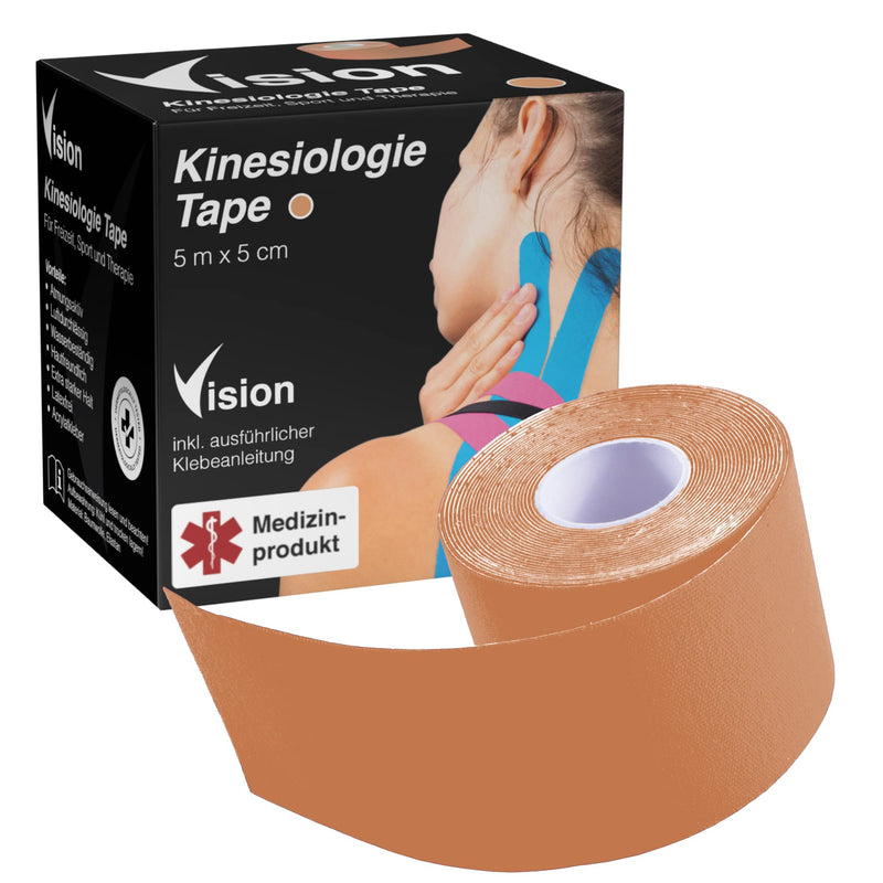 Vision Kinesiology Tape I 5 Cm X 5 M I Medical Device Kinesiology Tape I Super Skin Friendly I Extra Strong Hold I Elastic I Breathable I Waterproof (Skin Col - NewNest Australia