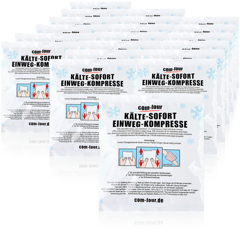 com-four® 20x disposable cold instant compress for kinking, cold pack for immediate cooling, cold pack for first aid measures, cooling pad for external use (20 pieces - 15x17cm) 20 pieces - 15x17cm - NewNest Australia