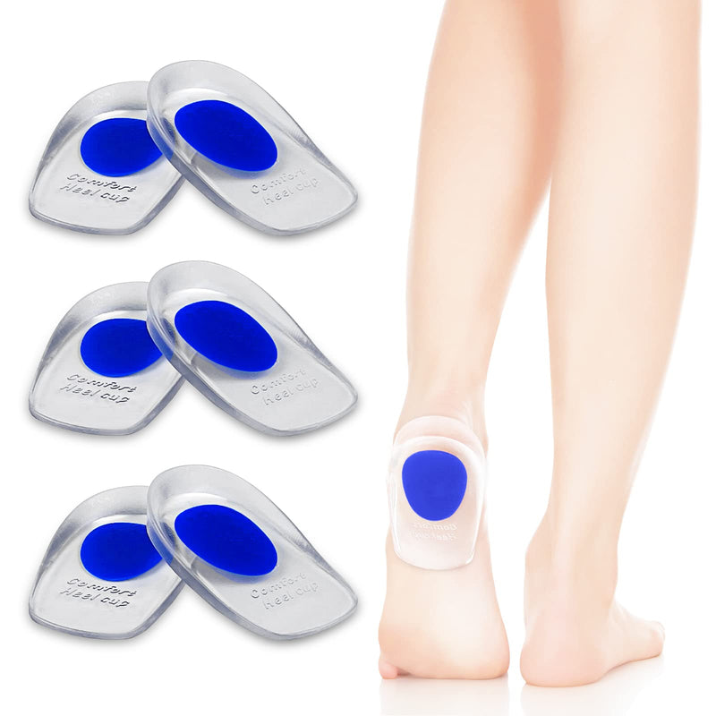 Fousenuk 3 Pairs Of Heel Spur Insoles, Gel Heel Cushion Silicone, Professional Heel Cup Inserts, Heel Pads For Shoes, Orthopedic Gel Insoles For Relieving Plantar Fasciitis, Achilles Pain (L) - NewNest Australia