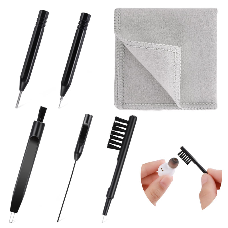 Prasacco Pack Of 6 Cleaning Tools For Hearing Aids, Professional Hearing Amplifier Cleaning Brush, Screwdriver, Fabric, Ventilation Cleaner, Wire Hearing Aid Accessories With Microfibre Cloth - NewNest Australia