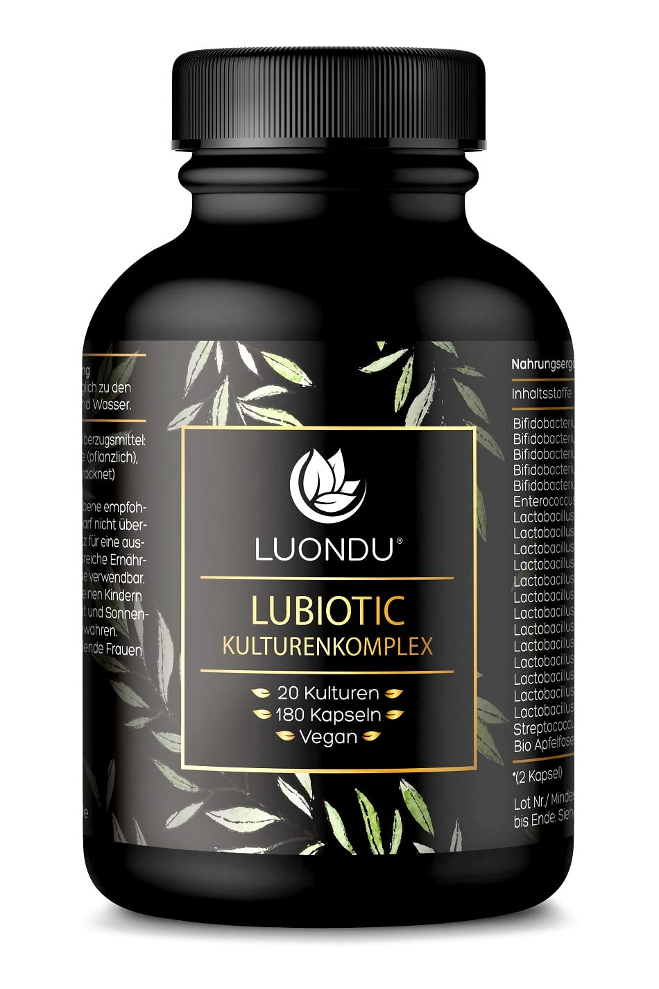 Probiotics Intestinal Flora Cultures Complex With 20 Bacterial Strains + Organic Acacia Fiber - 180 Capsules Gastric Juice Resistant - 20 Billion Cfu Per Daily Dose - Gut Bacteria High Dose - Vegan - - NewNest Australia