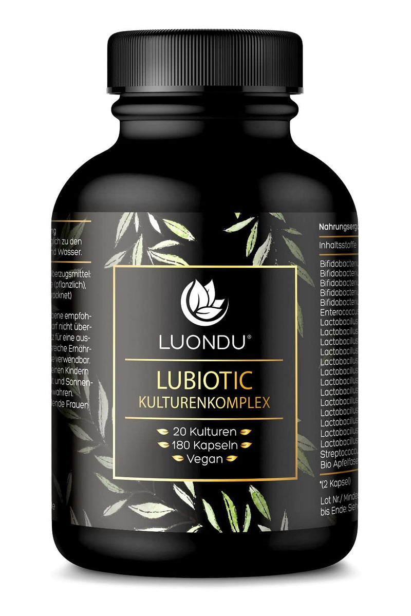 Probiotics Intestinal Flora Cultures Complex With 20 Bacterial Strains + Organic Acacia Fiber - 180 Capsules Gastric Juice Resistant - 20 Billion Cfu Per Daily Dose - Gut Bacteria High Dose - Vegan - - NewNest Australia