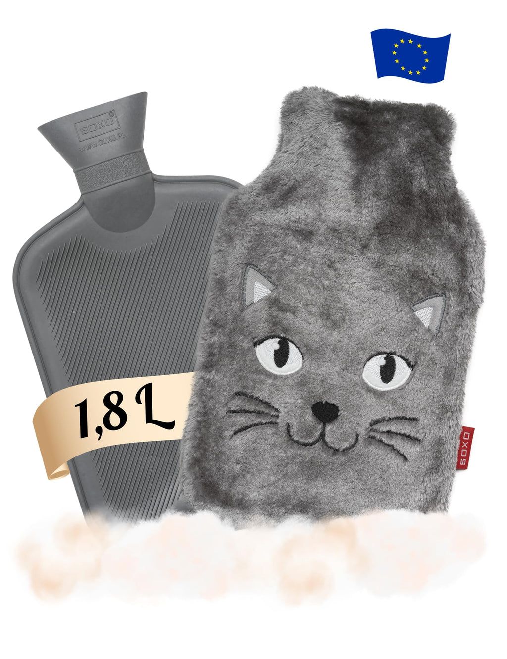 soxo Funny hot water bottle with cover gift for women men gifts funny hot water bottle cat 2 - NewNest Australia