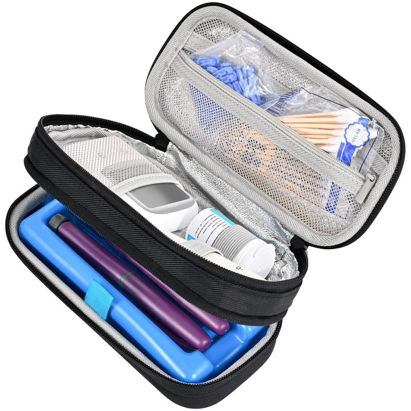 ProCase Double Insulin Cooler Bag Storage and Travel Packs for Diabetics Insulin Cooler Travel Case - Black Black - NewNest Australia