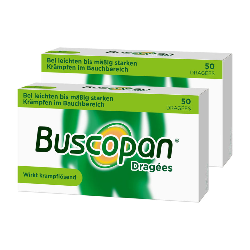 Buscopan® dragées 2 x 50 pieces with butylscopolamine for mild to moderate abdominal pain and abdominal cramps 50 pieces (pack of 2) - NewNest Australia
