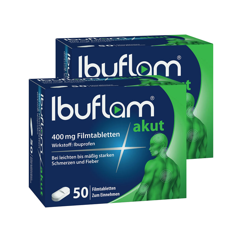 Ibuflam® acute 400 mg film-coated tablets - rapid pain relief and fever reduction with ibuprofen - 2 x 50 pieces 50 pieces (pack of 2 - NewNest Australia